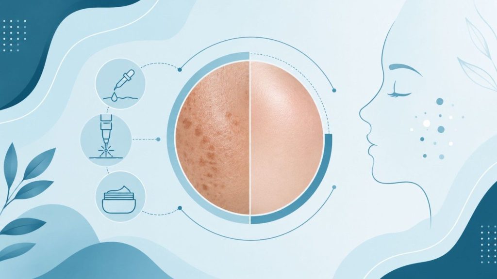 Pigmentation Treatment Before and After illustration showing clearer, more even-toned skin following professional pigmentation treatment with advanced dermatology techniques.