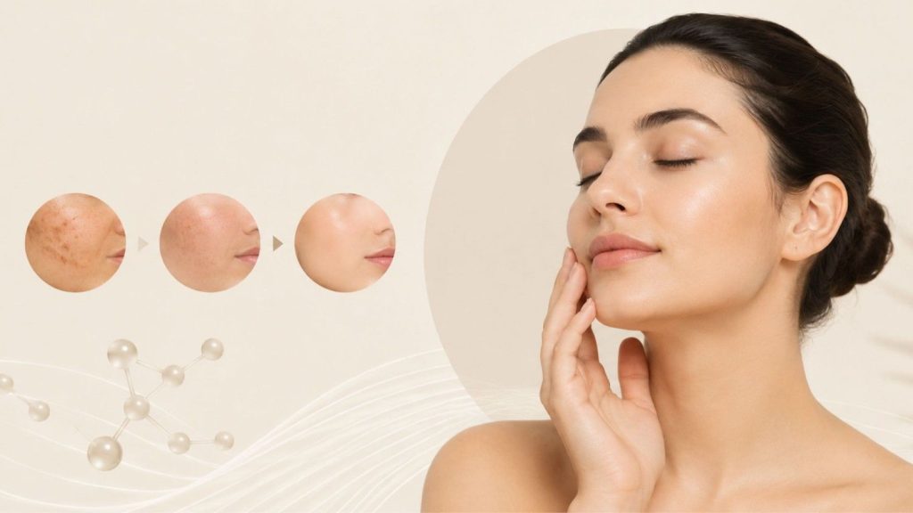 Woman with clear, radiant skin illustrating the benefits of pigmentation treatment for reducing dark spots, uneven skin tone, and skin discoloration.