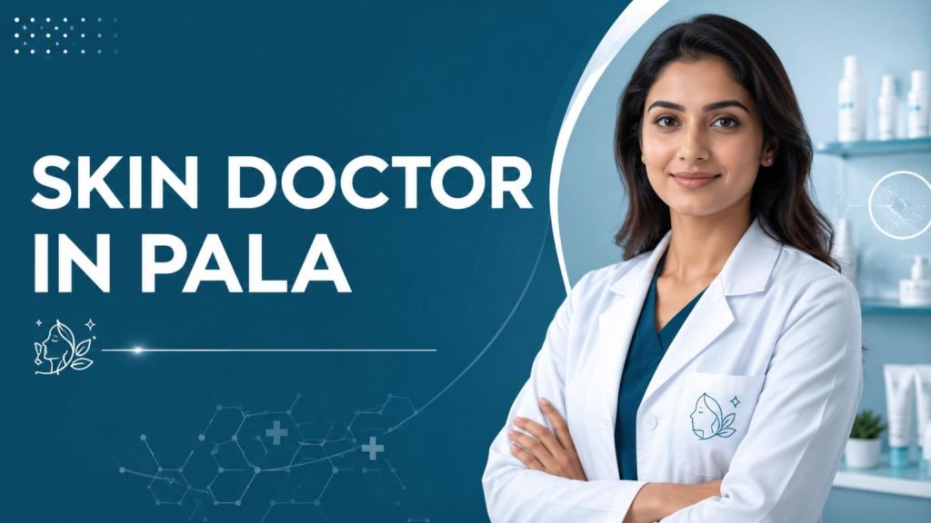 Skin doctor in Pala featured image with a female dermatologist in a modern dermatology clinic.